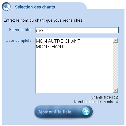 Dernière &eacute;tape de sélection d'un chant