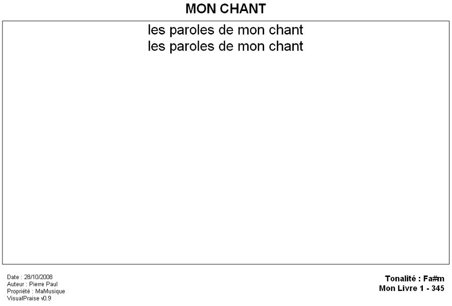 Premi&egrave;re &eacute;tape de modification d'un chant